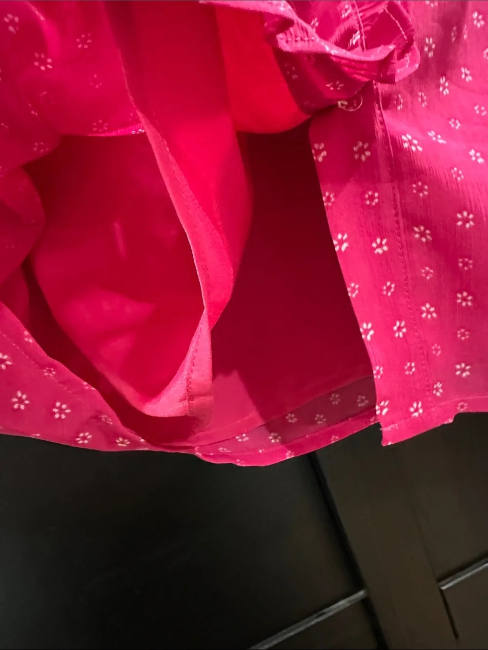 J. Crew Bright Pink Ruffle-Trim Button Front Blouse